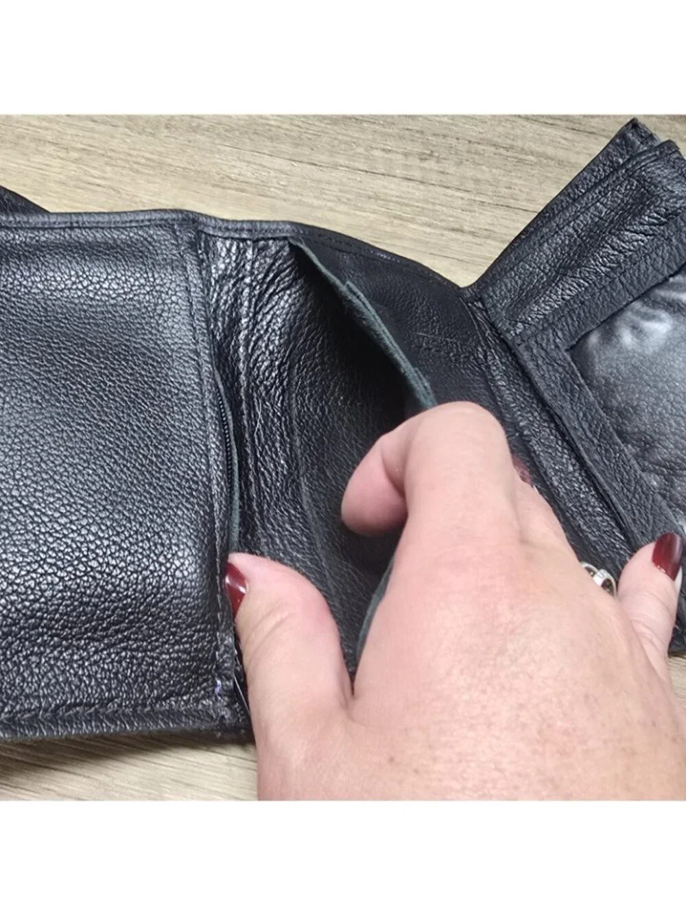 Men's Harley Davidson Tri Fold Snap Folding Wallet Pebble Leather Vintage